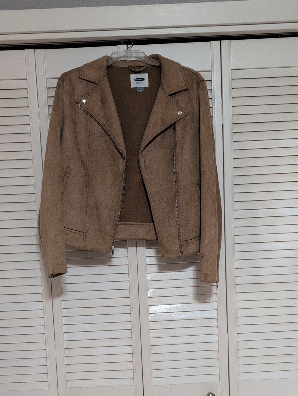 Old Navy Taupe/Camel Faux Suede Moto Jacket Size Medium